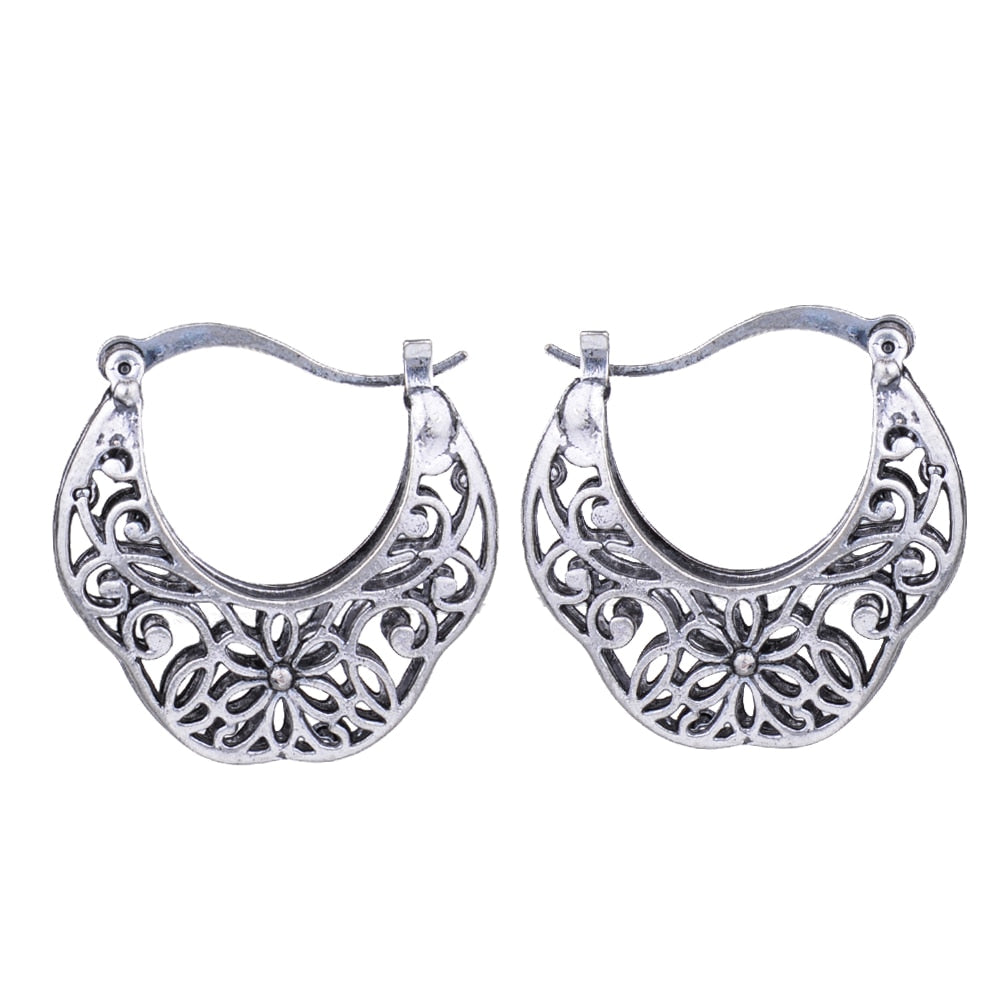 Antique Tibetan Silver Color Vine Circle Filigree Vintage Earrings For Women Girls New Jewelry Bijouterie