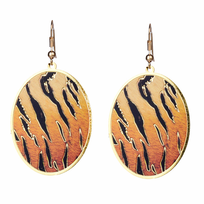 Gold Color Tone Leopard Oval Dangle Drop Earrings Jewelry For Women Girls New
