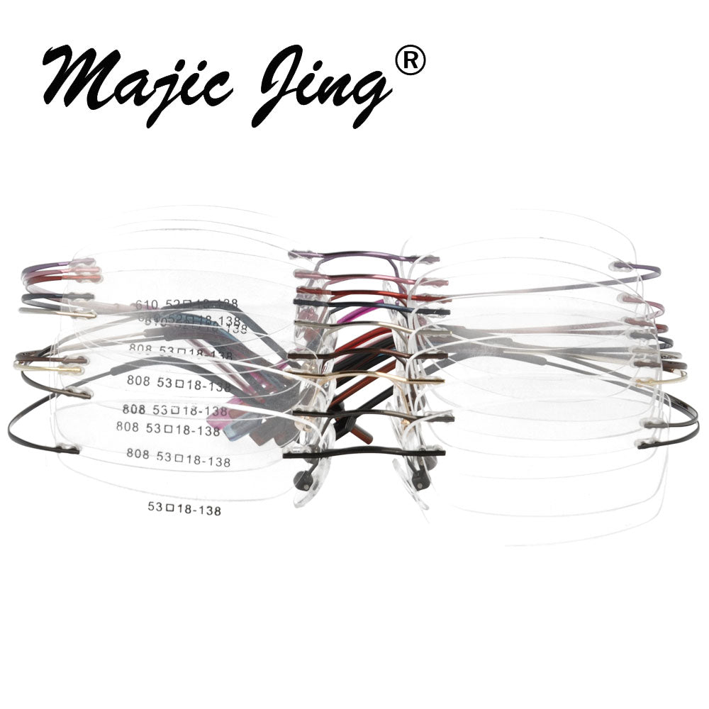 Magic Jing  Rimless Hingless Memory Titanium Eyeglasses Optical Eyewear Frames   50pcs/ Lot  1001