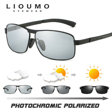 Magnesium aluminum Frame Photochromic Chameleon Sunglasses Men Polarized Sun Glasses All-weather Discoloration lunette de soleil