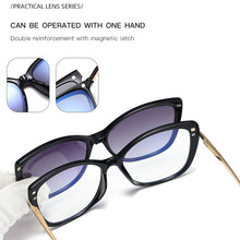 Load image into Gallery viewer, Magnet Clip on Sunglasses Transparent Glasses Woman 2023  Brand Anti Blue Light Glasses Frame Sunglasses UV400
