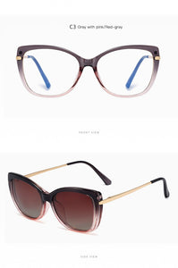 Magnet Clip on Sunglasses Transparent Glasses Woman 2023  Brand Anti Blue Light Glasses Frame Sunglasses UV400