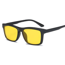 Carica l'immagine nel visualizzatore di Gallery, Magnet Clip on Sunglasses clip on glasses square Lens Men Women mirror clip Sun Glasses Night Vision Driving sunglasses for men