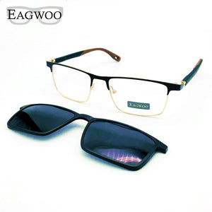Magnet Men Eyeglasses Full Rim Metal Optical Frame Prescription Square Spectacle Myopia Stylish Vintage Eye Glasses Sunglasses