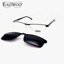 Load image into Gallery viewer, Magnet Men Eyeglasses Half  Rim Metal Optical Frame Prescription Spectacle Myopia Business Eye Glasses Sunglasses 60mm Wide Face