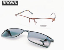 Load image into Gallery viewer, Magnet Men Eyeglasses Half  Rim Metal Optical Frame Prescription Spectacle Myopia Business Eye Glasses Sunglasses 60mm Wide Face