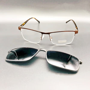 Magnet Men Eyeglasses Half  Rim Metal Optical Frame Prescription Spectacle Myopia Business Eye Glasses Sunglasses 60mm Wide Face
