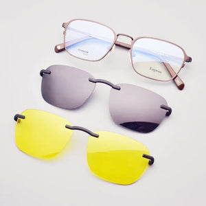 Magnet Pure Titanium Eyeglasses Full Rim Optical Frame Prescription Spectacle Men Myopia Vintage Eye Glasses Sunglasses