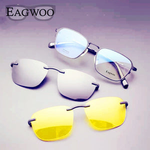 Magnet Pure Titanium Eyeglasses Full Rim Optical Frame Prescription Spectacle Men Myopia Vintage Eye Glasses Sunglasses