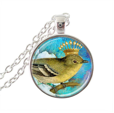 Collana gazza uccello con corona ciondolo foto gioielli animali ciondoli cupola di vetro collane a catena lunga in argento accessori donna 