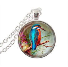 Carica l&#39;immagine nel visualizzatore di Gallery, Collana gazza uccello con corona ciondolo foto gioielli animali ciondoli cupola di vetro collane a catena lunga in argento accessori donna 