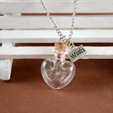 Load image into Gallery viewer, Make A Wish Glass Bead Orb Natural dandelion seed in glass long necklace Glass bottle necklace silver plated Necklace jewelry