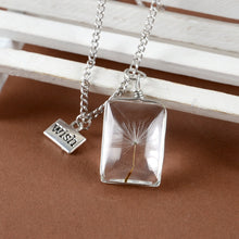 Load image into Gallery viewer, Make A Wish Glass Bead Orb Natural dandelion seed in glass long necklace Glass bottle necklace silver plated Necklace jewelry
