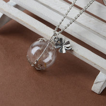 Load image into Gallery viewer, Make A Wish Glass Bead Orb Natural dandelion seed in glass long necklace Glass bottle necklace silver plated Necklace jewelry
