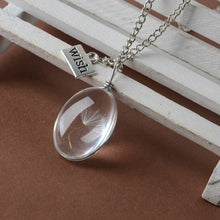 Load image into Gallery viewer, Make A Wish Glass Bead Orb Natural dandelion seed in glass long necklace Glass bottle necklace silver plated Necklace jewelry