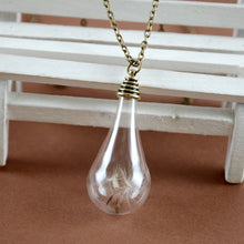 Load image into Gallery viewer, Make A Wish Glass Bead Orb Natural dandelion seed in glass long necklace Glass bottle necklace silver plated Necklace jewelry