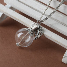 Load image into Gallery viewer, Make A Wish Glass Bead Orb Natural dandelion seed in glass long necklace Glass bottle necklace silver plated Necklace jewelry