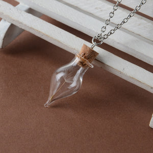 Make A Wish Glass Bead Orb Natural dandelion seed in glass long necklace Glass bottle necklace silver plated Necklace jewelry