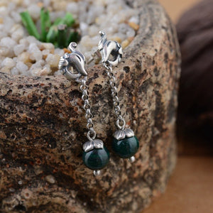 Malachite wholesale Thai silver earring wholesale S925 sterling silver earrings