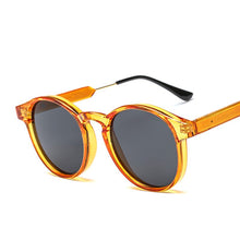 Load image into Gallery viewer, Male Classic Round Sunglasses Men Retro Grey Frame SunGlasses Women Brand Design Gold Alloy Leg Unisex UV400
