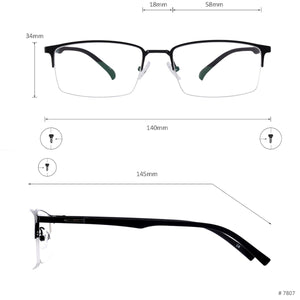Male  Metal Half Rim Large Size Eyeglasses Frame For Prescription Lenses Myopia Farsighted Lens