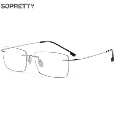 Male & Female Screwless Titanium Alloy Rimless Glasses Frames, Prescription Myopia Optical Eyeglasses Frame Square Frameless 861