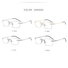 Load image into Gallery viewer, Male Screwless Titanium Rimless Glasses Frames, Men Business Prescription Myopia Optical Eyeglasses Frame, Square Eyewear F961
