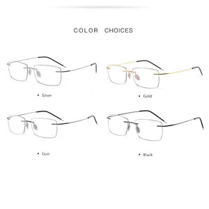 Male Screwless Titanium Rimless Glasses Frames, Men Business Prescription Myopia Optical Eyeglasses Frame, Square Eyewear F961