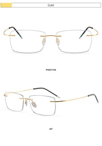 Male Screwless Titanium Rimless Glasses Frames, Men Business Prescription Myopia Optical Eyeglasses Frame, Square Eyewear F961
