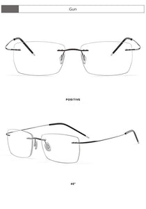 Male Screwless Titanium Rimless Glasses Frames, Men Business Prescription Myopia Optical Eyeglasses Frame, Square Eyewear F961
