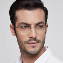 Load image into Gallery viewer, Male Screwless Titanium Rimless Glasses Frames, Men Business Prescription Myopia Optical Eyeglasses Frame, Square Eyewear F961