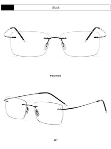 Male Screwless Titanium Rimless Glasses Frames, Men Business Prescription Myopia Optical Eyeglasses Frame, Square Eyewear F961