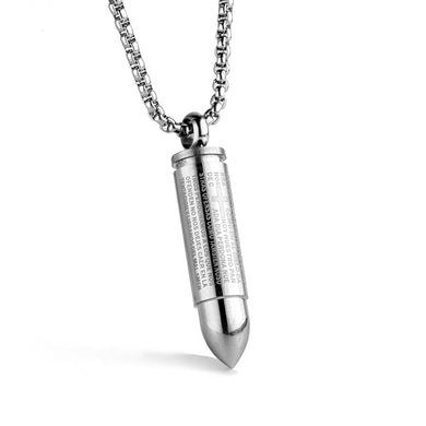 Male Stainless Steel Jewelry Classic Silver Color Titanium Steel Bullet Pendant Necklaces For Men Military Gun Enthusiast Gift