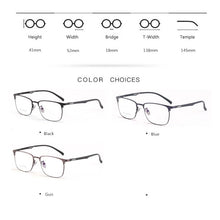 Load image into Gallery viewer, Male Titanium Alloy Business Glasses Frames, TR90 Temple Semi Frame Men&#39;s Hyperopia Presbyopia Optical Glasses Frame F105
