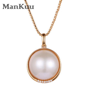 Natural Akoya Pearls Necklaces Pendants Semicircle Mabe Pearls South Africa Diamond Necklace 18K Gold Jewelry For Women