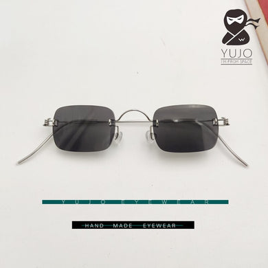 Manual frameless glasses dark gray prescription myopia Sunglasses