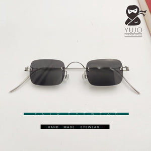 Manual frameless glasses dark gray prescription myopia Sunglasses