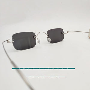 Manual frameless glasses dark gray prescription myopia Sunglasses
