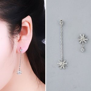 Manufacturers Selling Female S925 Ear Snowflakes Mosaic Asymmetric Eardrop Fashion Silver Jewellery Undertakes
