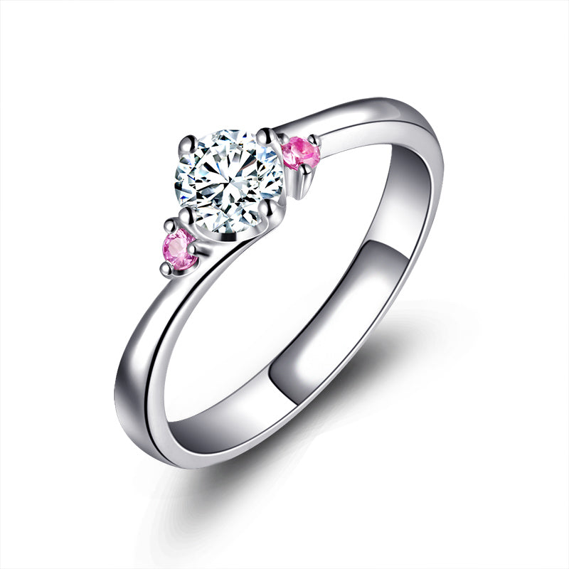 Marriage Marriage White Diamond 18K Gold Diamond Ring Ruby Genuine Custom
