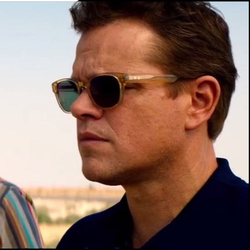 Matt Damon Style Eyewear LEMTOSH Light Yellow Acetate Frame With Green G-15 Lens Professinal Customize Prescription Myopia Lens