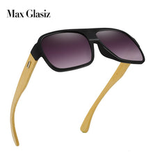 Load image into Gallery viewer, Max Glasiz Frame Square Wooden Sunglasses Men Retro Vintage Eyewear Unisex Male Glasses Madeira Bamboo Gradient Fashion