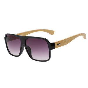 Max Glasiz Frame Square Wooden Sunglasses Men Retro Vintage Eyewear Unisex Male Glasses Madeira Bamboo Gradient Fashion