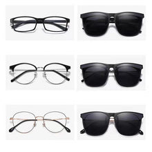 Load image into Gallery viewer, May Flower Polarized Clip On Sunglasses Clip For Frame Glasses Men Photochromic Car Driver Goggles Anti Glare Vintage Glasses