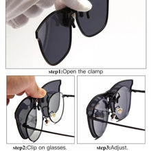 Load image into Gallery viewer, May Flower Polarized Clip On Sunglasses Clip For Frame Glasses Men Photochromic Car Driver Goggles Anti Glare Vintage Glasses