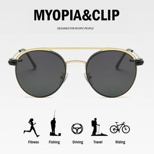May Flower Roud Metal Retro Clip On Sunglasses Polarized Optical Magnetic Diopter Sun Glasses Myopia Eyewear For Men&Women UV400