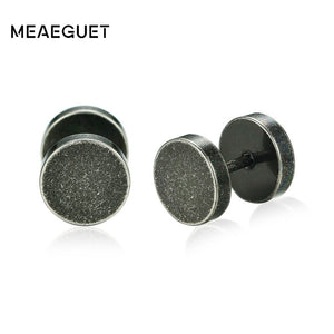 8mm Vintage Steampunk Silver Color Stainless Steel Ear Studs Earrings Retro Round Shaped Push Earring For Women Men