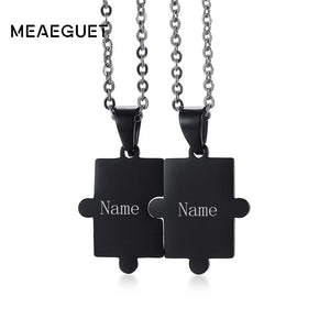 Free Engrave & Laser Name Necklace For Couples Stainless Steel Puzzle Necklace Personalized Best Friends Jewelry
