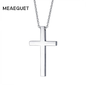 Simple Christian Cross Pendant Necklace Men 316L Stainless Steel Chain Boutique Crucifix Religious Necklaces