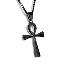 Carica l&#39;immagine nel visualizzatore di Gallery, Meaning Life Egyptian Ankh Pendants Necklace in Stainless Steel Hieroglyph Jewelry with 22&#39;&#39; Free Chain - Silver, Gold, Black